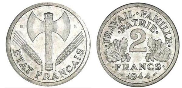 Coin 2 francs 1943B 1944B of France Updated Value Foronum