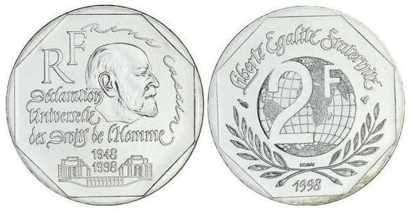 2 francs (50th Anniversary of the Declaration of Human Rights)