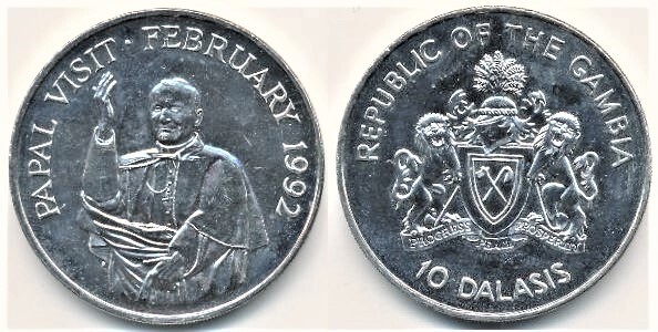 10 dalasis (Papal Visit - February 1992)