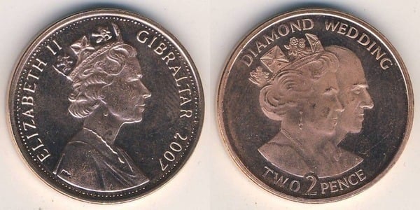 2 pence (60th Anniversary of the Wedding of Elizabeth II and Prince Philip)