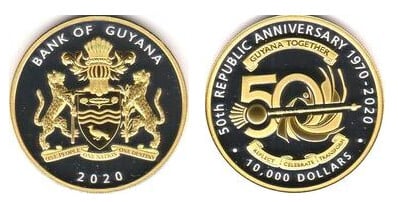 10 000 dollars (50 years of the Republic of Guyana)