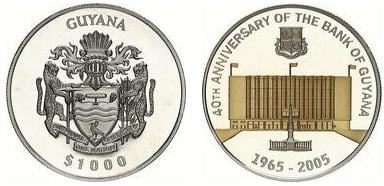 1000 dollars (40 aniversario del Banco de Guyana)