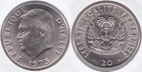 Coin 20 centimes 1972 1975 of Haiti Updated Value Foronum