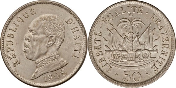 Coin 50 centimes 1907 1908 of Haiti Updated Value Foronum