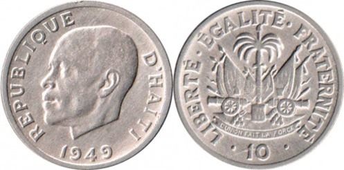 Coin 10 centimes 1949 of Haiti Updated Value Foronum