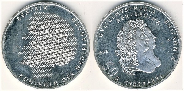 50 florines (300th Anniversary of William III and Mary II)