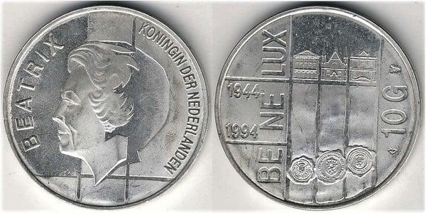 10 florines (50th anniversary of the Benelux Treaty)