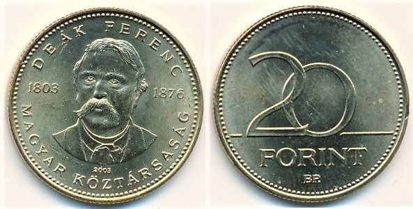 20 forint (200th anniversary of Deák Ferenc's birth)