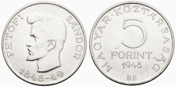 5 forint (Centenary of the Revolution of 1848-Sandor Petofi)