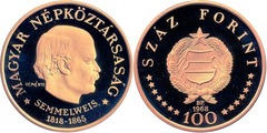 100 forint (150 Aniversario del Nacimiento de Ignác Semmelweis)