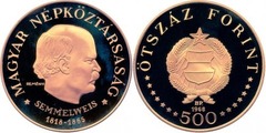 500 forint (150 Aniversario del Nacimiento de Ignác Semmelweis)