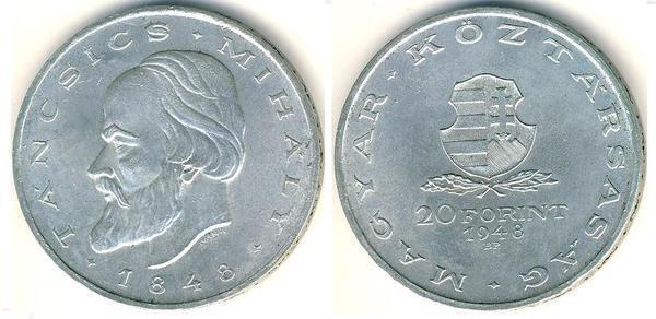 20 forint (Centenary of the Revolution of 1848-Mihaly Tancsics)