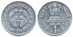 1 rupee (Año Internacional de la Familia)