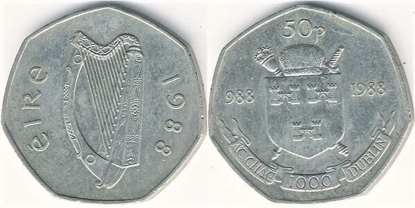 50 pence (1,000th Anniversary of Dublin)