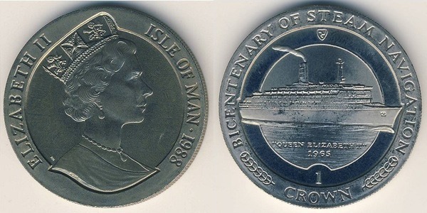 1 crown (200th Anniversary of Steam Navigation - Queen Elizabeth II)