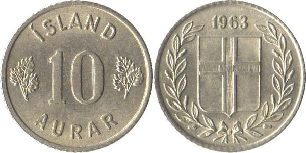 Coin 10 aurar 1946 1969 of Iceland Updated Value Foronum