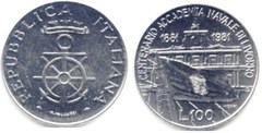 100 lire (Centenario de la Academia Naval de Livorno)