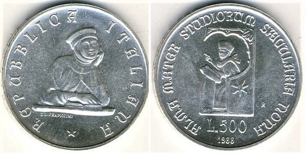 500 lire (900th Anniversary of the University of Bologna)