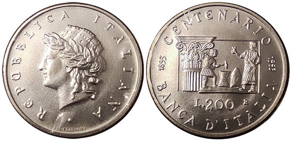 200 lire (Centenary of the Bank of Italy)