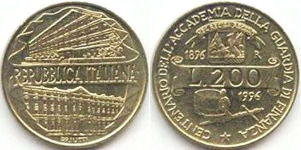 200 lire (100th Anniversary of the Finance Guard Academy)