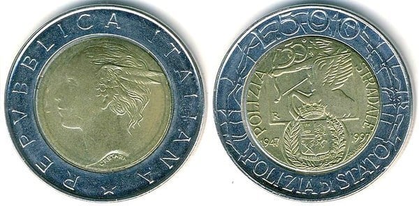 500 lire (50th Anniversary of the State Police)