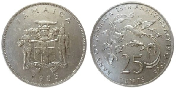 25 cents (25th Anniversary of the Bank of Jamaica)