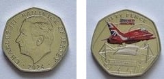 50 pence (Red Arrows over the Millennium Stadium-Color)