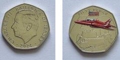 50 pence (Red Arrows over Gorey-Color Castle)