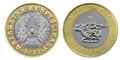 100 tenge (Estilo Saka - Placas de oro en forma de ciervos. Tesoro Zhalauly, Semirechye)