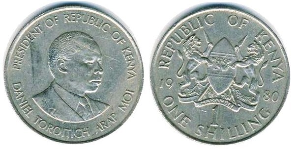 Coin 1 shilling 1980 1989 of Kenya Updated Value Foronum