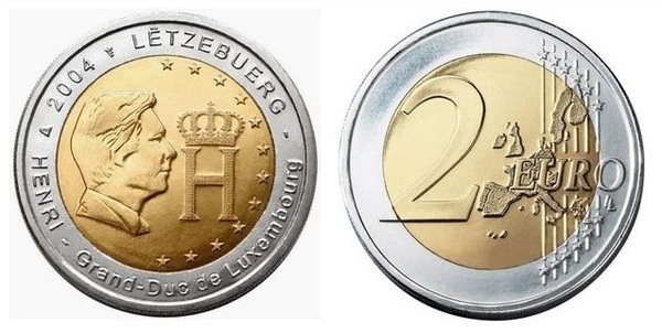 2 euro (Effigy and Monogram of Grand Duke Henri)