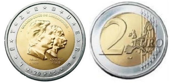 2 euro (Grand Dukes Henri and Adolphe)