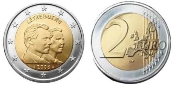 2 euro (25 Birthday of Crown Grand Duke William)