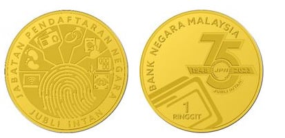 1 ringgit (75th anniversary of Jabatan Pendaftaran Negara)