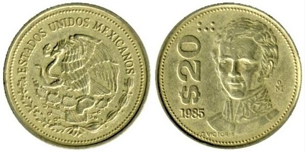 Coin 20 pesos 1985 1990 of Mexico Updated Value Foronum