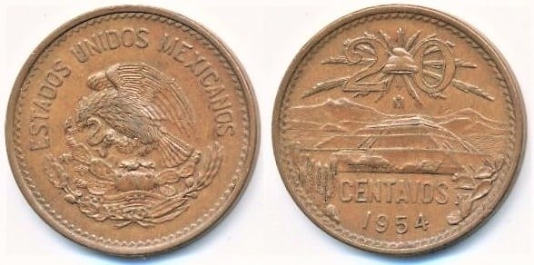 Coin 20 centavos 1943 1955 of Mexico Updated Value Foronum