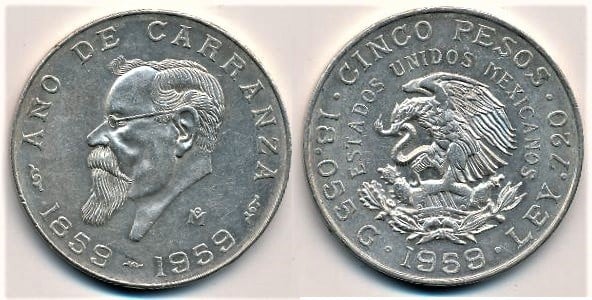 5 pesos (100 Years since the Birth of Venustiano Carranza)