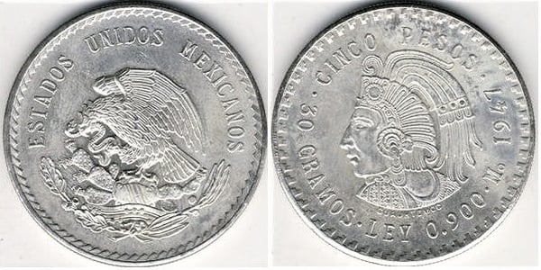 Coin 5 pesos 1947 1948 of Mexico Updated Value Foronum