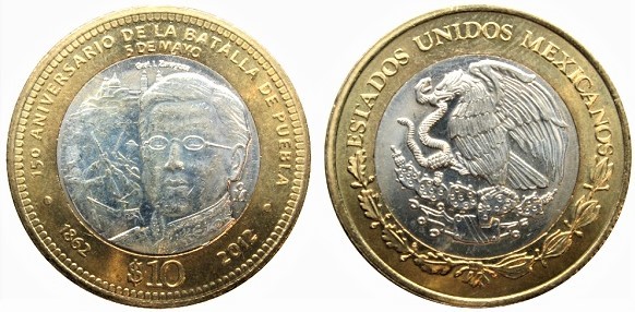 10 pesos (150th Anniversary of the Battle of Puebla)