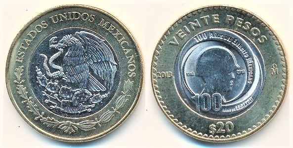 20 pesos (Centennial of the Mexican Army)