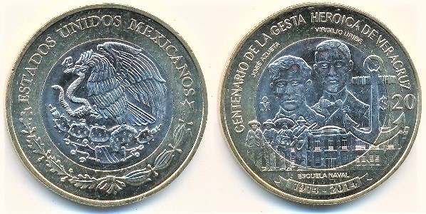 20 pesos (Centennial of the Heroic Deed of Veracruz)