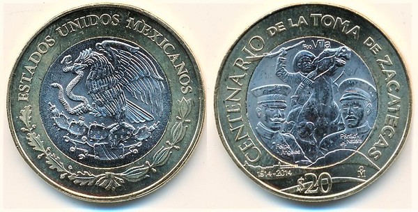 20 pesos (Centennial of the Taking of Zacatecas)