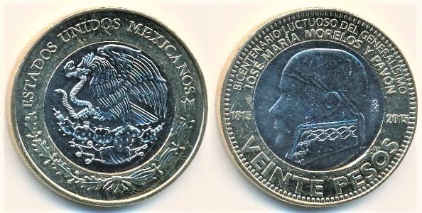 20 pesos (Bicentennial of the Death of General José María Morelos y Pavón)