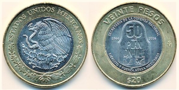 20 pesos (50th Anniversary of the Implementation of Plan DN-III-E)