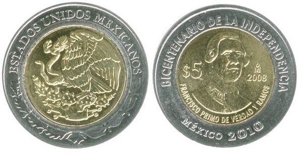 5 pesos (Bicentennial of Independence-Francisco Primo de Verdad y Ramos)