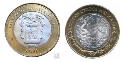 100 Pesos (Aguascalientes-State shield)