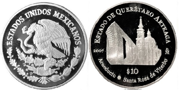 10 pesos (State of Queretaro ArteagaAcueduct.Santa Rosa de Viterbo)