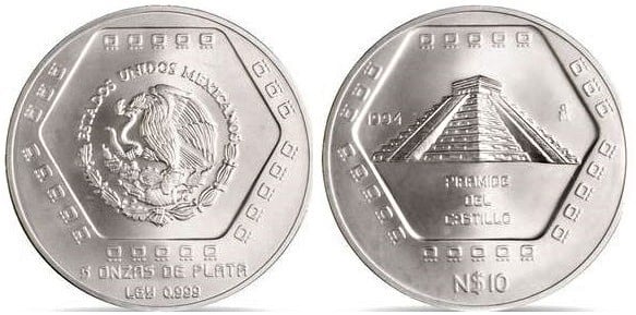 10 nuevos pesos-5 onzas (Castle Pyramid)