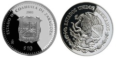 10 Pesos (Coahuila de Zaragoza Heráldica)