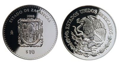 10 Pesos (Zacatecas Heraldry)